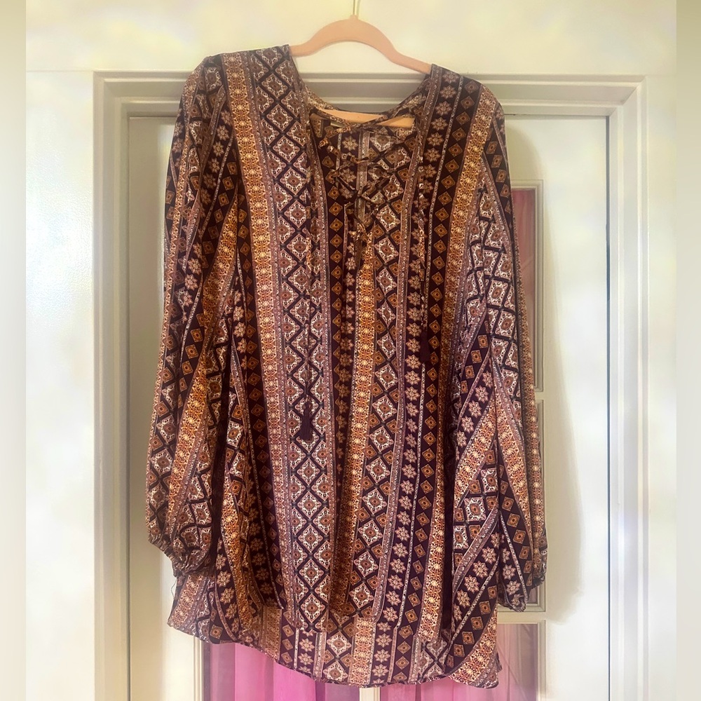 Show Me Your MuMu Geometric Patterned Tunic Blouse
